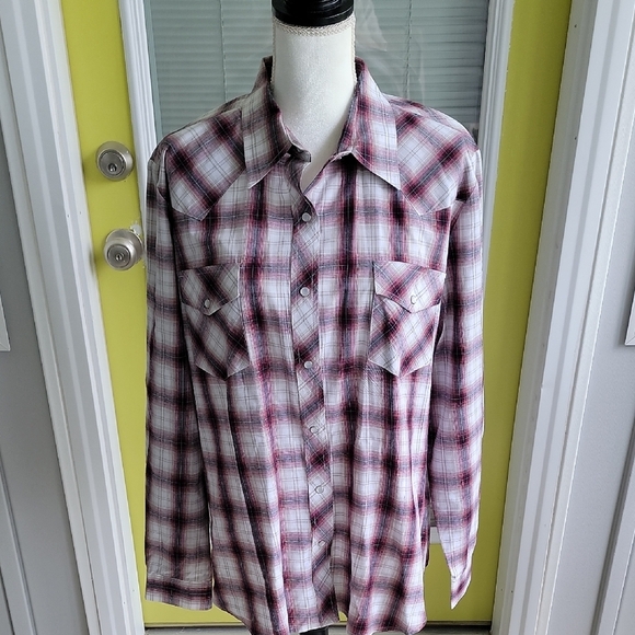 Roper Red And Black Plaid Pearl Button Up Top Size 1X - Picture 1 of 6